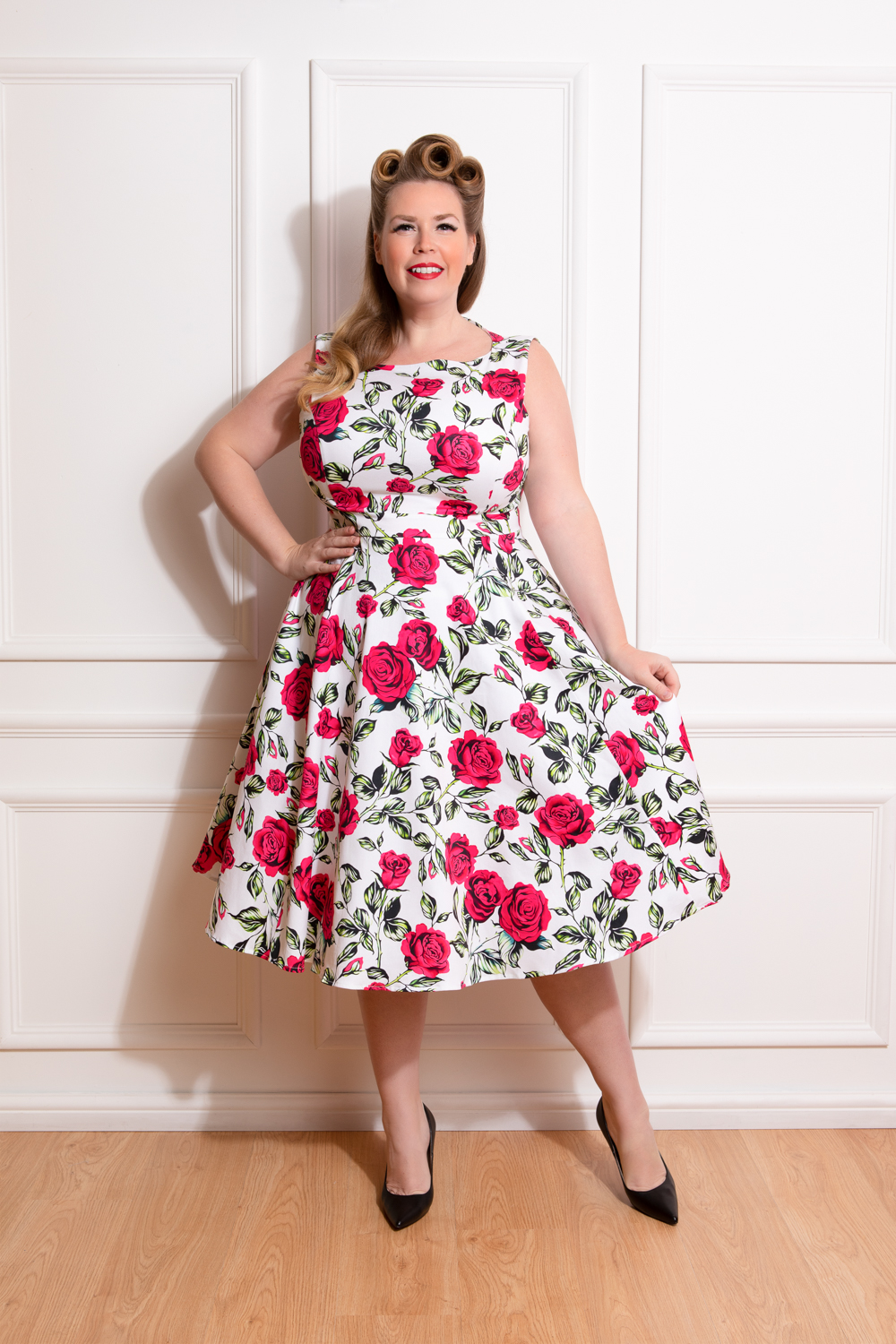 Plus size 50s swing dress uk hotsell